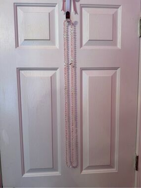 Delicate Pink Beaded Long Necklace for Layering